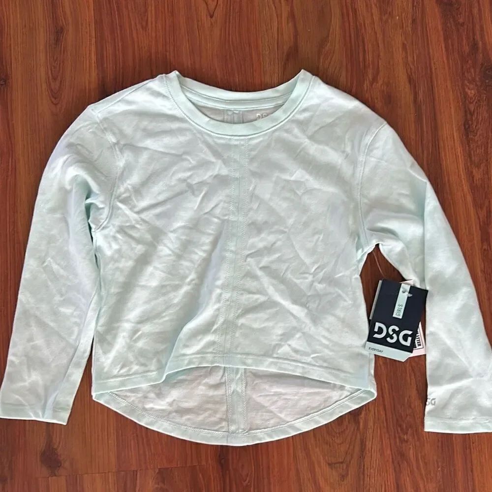 NWT DSG girls mint green long sleeve basics shirt every day size 2xs 4-5 hi-lo